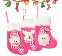 BSITSSS 3 PCS Mini Calze Natalizie da Appendere, 17x9cm Piccoli Calze di Natale, Rosa Personalizzate Calza Befana Vuota, Candy Sacchetti Regalo per Albero di Natale Decorazione