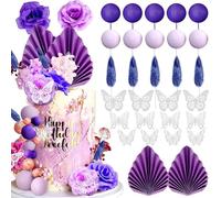 BSITSSS 32pcs Discoteca decorazioni Torta Compleanno Tema Musicale, Decorazioni per Torte, Decorazioni Torta Deco Chitarra Nota Musicale Sfera a Specchio Decorazione, Decorazione Torta Compleanno