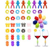 BSITSSS 46PCS Segna Bicchieri Calici, Identificatore del Bicchiere di Vino, Segnabicchieri in Silicone per Feste, per Bicchiere da Champagne, Bicchiere da Cocktail, Bicchiere da Martini