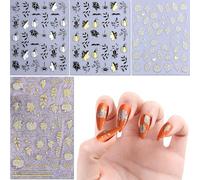 BSITSSS 8 Fogli Adesivi Unghie Autunno,Oro Argent Nail Art Stickers, Autunno Zucca Foglia D'acero Adesivi per Unghie Donna Ragazze Manicure Nail Stickers Fai da Te
