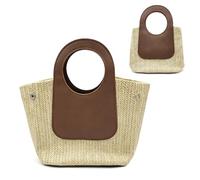 BSITSSS Borsa Mare, Marrone Borsa da Spiaggia con Manico Tonda, Estiva Retrò Borsas Paglia Borsetta Donna per Spiaggia Shopping Tutti Giorni Boho Vacanze