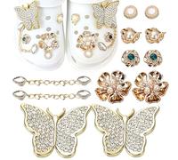 BSITSSS Ciondoli per Scarpe, 12PCS Accessori per la Decorazione Shoe Charm Accessori Scarpe con Diamanti Cristallo per Crocs DIY Ornaments Decorazioni per Scarpe