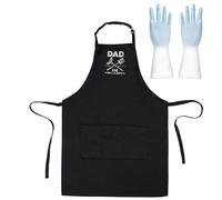 BSITSSS Grembiule Barbecue Uomo con Guanti Gomma, Grembiule Bbq Impermeabile, Grembiule da Barbecue Regolabile Divertenti, Grembiuli da Cucina con 3 Tasche, Grembiule Papa Chef Regalo