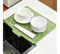 BSITSSS Tappetino Scolapiatti 32 x 40 cm, Silicone Tappetino Scolapiatti Antiscivolo, Verde Scola Posate Tappeto Scolapiatti Cucina per Il Bancone della Cucina