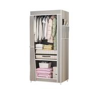 BSKJMMP Armadio portatile con copertura, 1 asta appendiabiti, 2 ripiani e tasca laterale, resistente, 55,9 x 43,9 x 146,1 cm (lunghezza x larghezza x altezza), colore: grigio