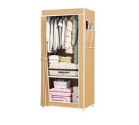 BSKJMMP Armadio portatile con copertura, 1 asta per appendere, 2 ripiani e tasca laterale, resistente, 55,9 x 43,9 x 146,1 cm (lunghezza x larghezza x altezza), colore: marrone