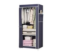 BSKJMMP Armadio portatile con copertura, 1 asta per appendere, 2 ripiani e tasca laterale, resistente, 55,9 x 43,9 x 146,1 cm (lunghezza x larghezza x altezza), blu navy