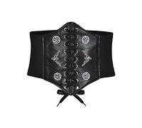 Bslingerie® - Cintura elastica in pelle sintetica, corsetto stile a clessidra, da donna, Argento nero., M