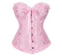 Bslingerie® - Corsetto da donna in broccato, rosa, L