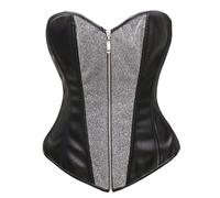 Bslingerie® Corsetto da donna in ecopelle, grigio., XXL