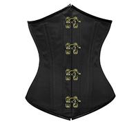 bslingerie Corsetto da donna similpelle nera con cinghie e cerniera Black medium