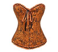 Bslingerie® Corsetto overbust in raso floreale gotico da donna, Arancione, L