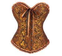 Bslingerie® Corsetto overbust in raso floreale gotico da donna, Arancione, M