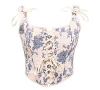 Bslingerie Donne Retro Vintage Vittoriana Animale Gatto Stampa Bustier Renaissance Crop Top Canottiera Corsetto