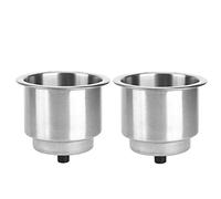 BSLSVGE Portabevande in Acciaio Inossidabile 2 Pezzi Portabicchieri Resistente alla Corrosione di Alta qualità con Foro di Drenaggio per Bancone da Tavolo per Auto per Barche Argento 4,1