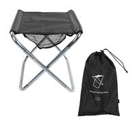 BSLSVGE Portable Folding Stool Outdoor Camping Lightweight Aluminum Alloy Folding Stool for Adults with Storage Bag High Density Jacquard Cloth for Picnicking Fishing Travel (Silver Grey)