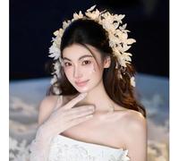 BSLVWG Cerchietto per capelli da sposa con farfalla in pizzo bianco, accessorio per capelli da sposa per donne