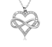 BSLVWG Collana da donna con ciondolo a forma di cuore con infinito e zirconia cubica, in argento Sterling 925, per fidanzata