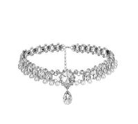 BSLVWG Collana girocollo con strass argento e diamanti e perle scintillanti collana di cristallo catena da sposa gioielli per feste di fine anno accessori per donne e ragazze
