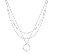 BSLVWG Collane a strati in argento da donna, placcate in argento 14 K, impilabili, collane girocollo impilabili per donne, set di collane con ciondolo con cerchio gioielli da donna, Misura unica
