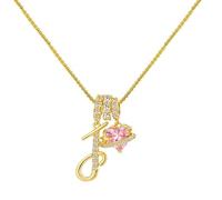 BSLVWG Cuore Inizio Collane per le donne, placcato oro 14K CZ inizio A-Z cuore strass cerchio ciondolo collane per donne gioielli regali per donne mamma moglie sorella, one size, Metallo, Non pietra