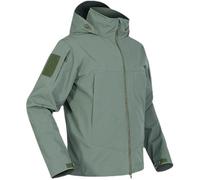 BSLVWG Giacca antipioggia da uomo, impermeabile, leggera, con cappuccio, giacca a vento per esterni, giacche militari, traspirante, antivento, per campeggio, escursionismo, Verde, XL Plus