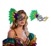 BSLVWG Maschera per Mardi Gras con piume, per Carnevale e Parata di Carnevale con piume finte, per feste in maschera, feste veneziane, New Orleans, Novità, decorazioni, Fantasy Party, Cosplay Costume