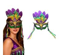 BSLVWG Maschera per Mardi Gras con piume, per Carnevale e Parata di Carnevale con piume finte, per feste in maschera, feste veneziane, New Orleans, Novità, decorazioni, Fantasy Party, Cosplay Costume