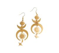 BSLVWG Orecchini Boho da donna alla moda oro sole luna stella orecchini pendenti vintage bohemien nappa indiano country gioielli regali per abito boho, one size, Metallo, Non pietra preziosa