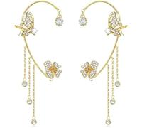 BSLVWG Set di 2 Pezzi Orecchini Donna, Orecchini Farfalla Orecchino Farfalla Sacchetto Orecchini Senza Foro Clip Orecchio Sacchetto Fiore Nappa Gioielli Donna, Metallo