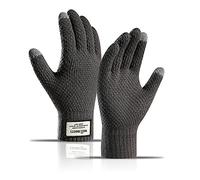 BSLVWG Winter Touch Screen Gloves Men Anti-Slip Thermal Gloves Knit Mens Gloves Thickened Elastic Windproof Cuff Warm Fluff Lining for Driving Running Sport Typing (Grigio)
