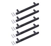 BSM Marketing Maniglia a T zigrinata nera moderna per credenze della cucina, armadietti, cassetti e porte, finitura opaca (5, 160 mm)
