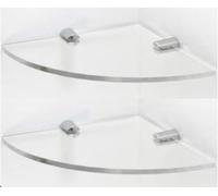 BSM Marketing Set di 2 mensole angolari galleggianti in acrilico con supporti cromati disponibili in trasparente, nero e bianco (trasparente, 180 mm x 2)