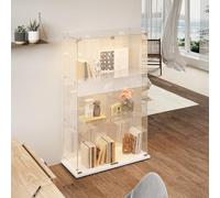 BSMGSGN Vetrinetta in Vetro con Illuminazione LED, Vetrina per Collezionismo, 123.3x78.5x35 cm, con 3 Ripiani in Vetro, 2 Porte e Serratura, Bianco (Bianco-A, 2 Porte+3 Ripiani-LED)