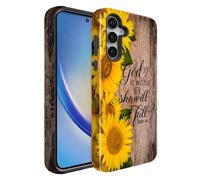 BSMOSPER Compatibile con Samsung Galaxy A57 5G, custodia protettiva antiurto a doppio strato, resistente agli urti, versi della Bibbia Salmo 46:5 legno e girasole