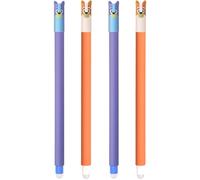 BSNRDX Penne Cancellabili, 4 Pezzi 0.5 mm Penna Gel Cancellabile A Forma Animale,Con Motivi Diversi Per Disegnare, Scrivere, per Scuola Ufficio Cancelleria Studenti