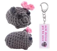 BSNRDX Portachiavi Personalizzato Regalo, Portachiavi con Meme Criceto Triste,Mini Bambola di Peluche Lavorata a Maglia per Compleanno Regalo Migliore Amica