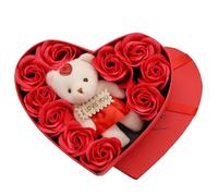 BSNRDX Scatola Regalo Rosa Fiore di Sapone Rose Di Nozze Bouquet Fiore Eterno Floreale Sapone Profumato Sapone Realistici Rose Bouquets Sapone Romantico a Forma di Cuore per Il Compleann