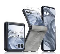 BSNRM Custodia per Motorola razr+ Plus 2024/Razr+ Plus 2025, protezione per lo schermo integrata, protezione per cerniera e custodia ultra sottile in pelle PU opaca, antiurto per Moto Razr+ 2024/Razr+