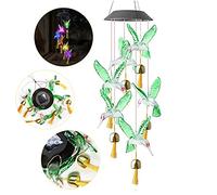 BSOMAM Colibrì, 7 colori per esterni con campane, luci decorative a LED a energia solare, per decorare cortili, interni ed esterni, luci decorative a risparmio energetico con ganci