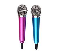 BSOMAM Mini microfono per karaoke con supporto, compatibile con iPhone e Android, per cantare, registrare, registrare voce, 2 pezzi (blu + rosso rosa)