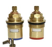 BSP 3/4" Coppia di cartucce per rubinetto da bagno con un quarto di giro x 50 mm x 20 denti (fornite con viti in ottone massiccio) (coppia (una di ciascuno))