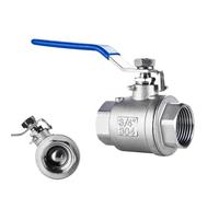 BSP Female Stainless Steel SS304 2P Full Port Ball Valve 1/4 3/8 3/4 1 Inch Vinyl Handle Thread Valves Water Switch DN8-50(1/2")