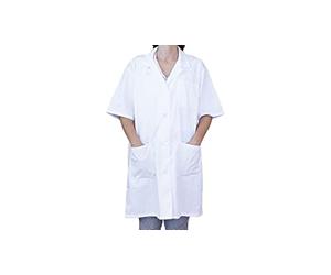 BSPOT - Camice da medico lungo a maniche corte, bianco, camice da laboratorio, per medici, infermieri e professioni sanitarie, da donna, bianco, M