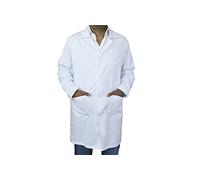 BSPOT - Camice da medico lungo, bianco, camice da laboratorio invernale, da uomo, Bianco, M