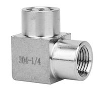 BSPP Double Female Thread Elbow Connector | 304 Stainless Steel Right Angle Pipe Fitting | High Pressure & Temperature Tolerant Adapter for Water/Pneumatic/Oil Lines (1/4")