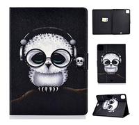 Bspring Custodia iPad PRO 11" 2020 Cover in Pelle PU Funzione Auto Dormire/Svegliati Intelligente Custodie Flip Stand Portafoglio Cover iPad PRO 11" 2020/2018,Gufo Bianco