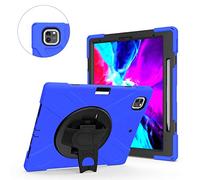 Bspring Custodia per iPad PRO 12.9” 2020/2018, Rugged Custodia Robusto Antiurto, Cover Protettiva con Cinturino a Mano e Kickstand Rotante per iPad PRO 12.9 3a/4a Gen,Blu