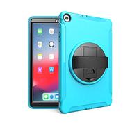 Bspring Custodia per Samsung Galaxy Tab A 10.1 2019 SM-T510/T-515, Resistente Antiurto 360 Cavalletto Rotante e Tracolla Silicone Rigida Protettiva Cover,Blu
