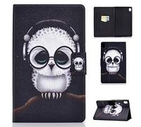 Bspring Smart Cover per Huawei MediaPad M6 10.8 2019, Custodia Pieghevole Funzione a Piedi Supporto, con Anello per Penna per Huawei MediaPad M6 10.8 2019,Gufo Bianco
